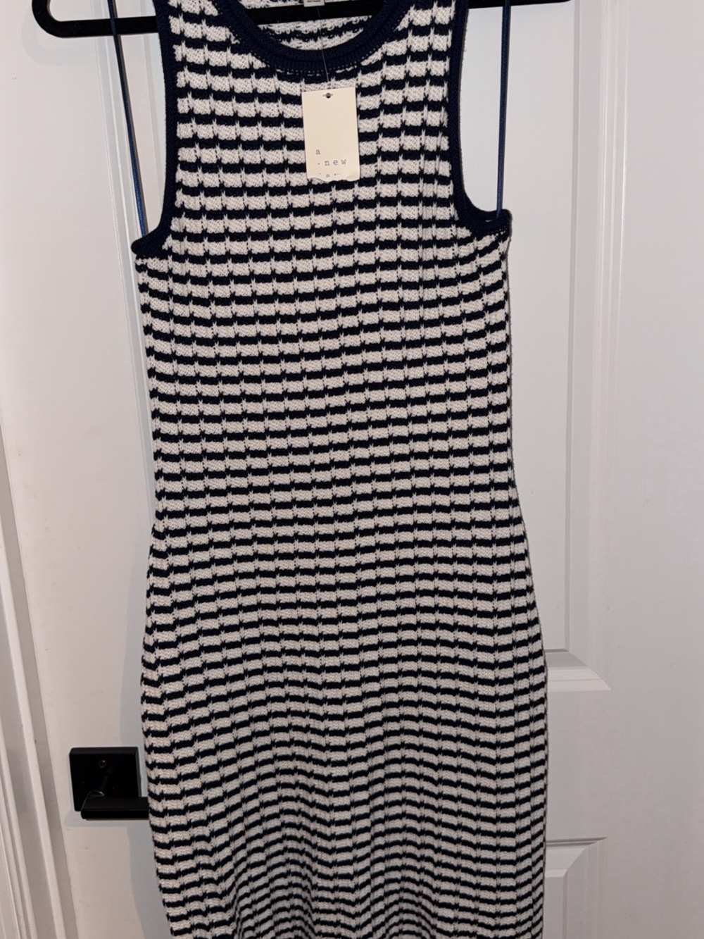 a new day Black and White Check Knit Midi Dress
